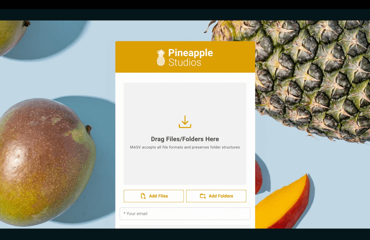 upload screen for tasty edits voma platform