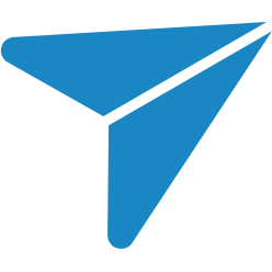 Blue paper airplane icon. Direct-to-destination concept. Send message.